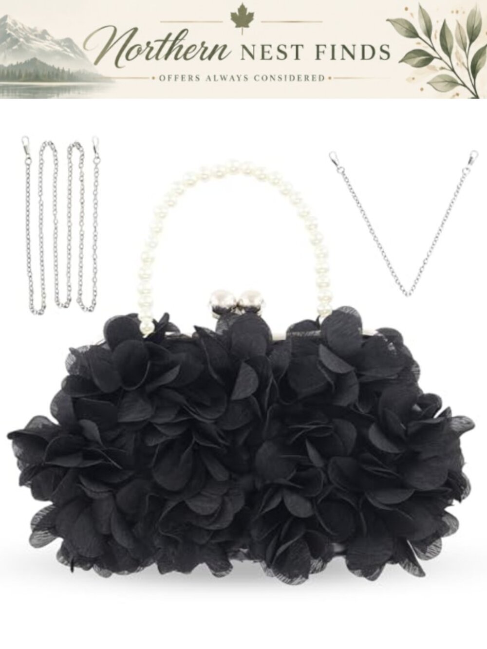 Satin Floral Appliques Clutch Evening Bag Wristlet with Chain Strap